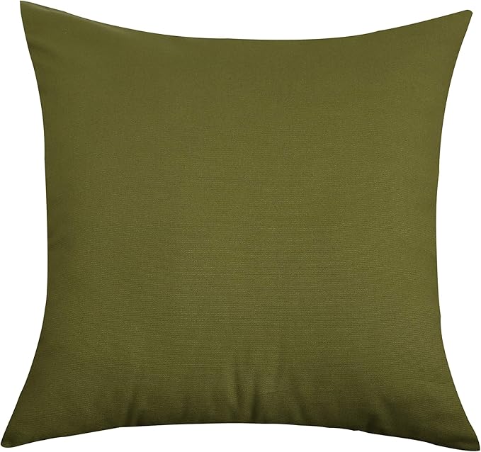 TangDepot Handmade Decorative Solid 100% Cotton Canvas Throw Pillow Covers/Pillow Shams, (24"x24", Olive Green)