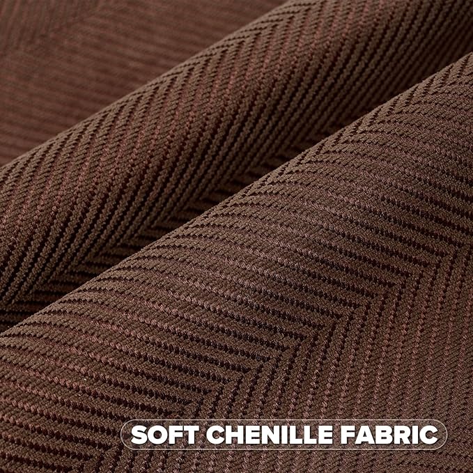 FUTEI Dark Brown Chenille Throw Pillow Covers 18x18 Inch Set of 2,Soft Wide Chevron Textured Cushion Case,Farmhouse Home Decor for Couch Living Room