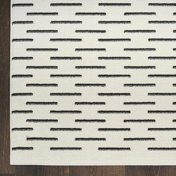 Nourison Home Nordic Ivory Black 5' x 7' Area Rug - Easy Clean, Non Shedding, Bed Room, Living Room, Dining Room, Kitchen (5' x 7')