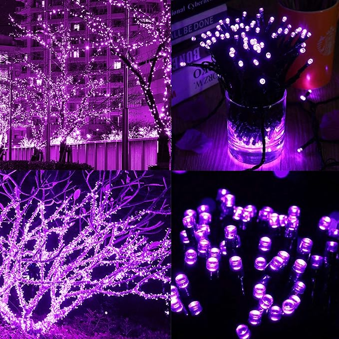 300 LED Halloween Lights, 98.5FT Halloween String Lights with 8 Lighting Modes, Waterproof & Connectable Mini Light, Plug in for Indoor Outdoor Holiday Christmas Party Bedroom Decorations (Purple)
