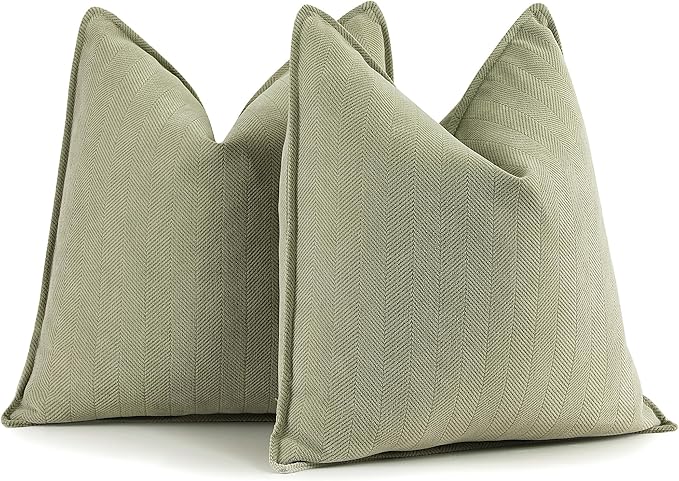 ZWJD Sage Green Pillow Covers 22x22 Set of 2 Chenille Throw Pillow Covers with Elegant Design Soft and Luxurious Decorative Throw Pillows for Couch, Bed, and Home Decor