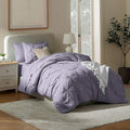 Nestl Twin Comforter Set 5 Piece - Pintuck Twin Bedding Sets Dusty Purple, College Room Essentials for Girls and Boys Bed in a Bag All Season, Comforter Set with Sheets, Pillowcase and Sham