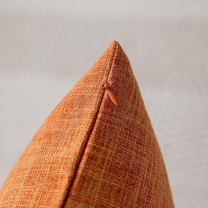Home Brilliant Accent Pillow Covers 20x20 Set of 2 Burnt Orange Fall Throw Pillow Covers Rustic Farmhouse Decorations Throw Pillows for Couch Sofa Halloween Thanksgiving, 20 x 20 Inch, Orange