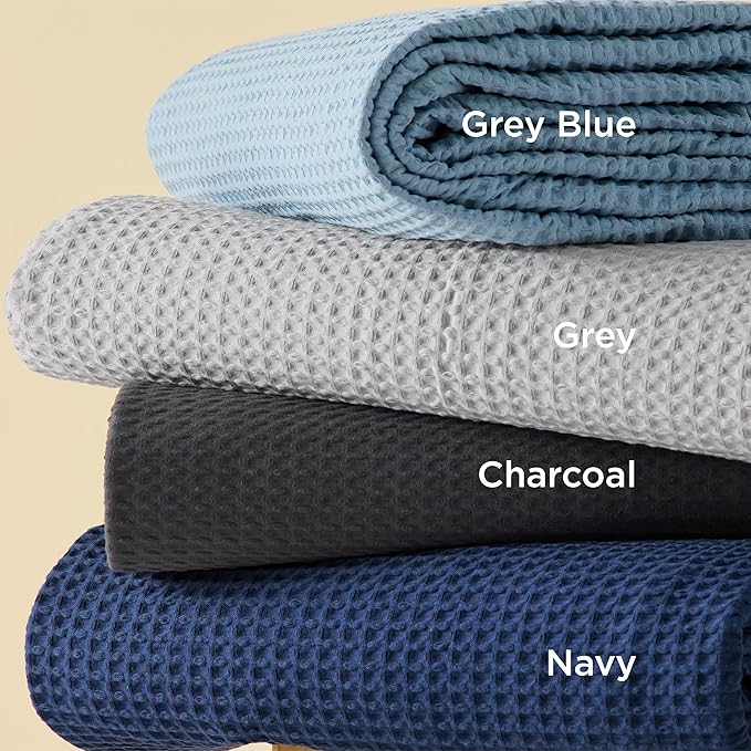 Bedsure Cotton Duvet Cover Queen - 100% Cotton Waffle Weave Charcoal Duvet Cover Queen Size, GentleSoft™ and Breathable Bedding Set for All Season, 3 Pieces, 90"x90"