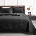 Love's cabin Quilts for Full Bed Black Bedspreads Bedding Set - Lightweight Bedspread Comforter - Coin Pattern Bedding Coverlet for All Season - 3 Pieces (1 Quilt, 2 Pillow Shams)