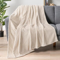 PAVILIA Soft Fleece Ivory Cream Throw Blanket for Couch, Lightweight Plush Warm Blankets for Bed, Fuzzy Cozy Flannel Blanket Throw for Sofa, Travel, Jacquard Pattern, Ivory/Cream, 50x60 inch