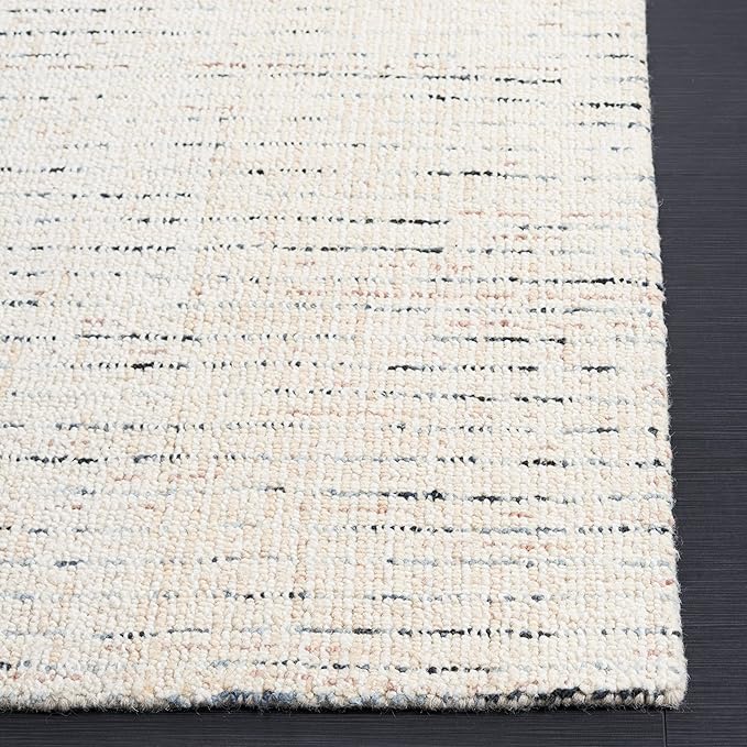 SAFAVIEH Abstract Collection Area Rug - 9' x 12', Ivory & Blue, Handmade Wool, Ideal for High Traffic Areas in Living Room, Bedroom (ABT468M)