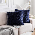 Home Brilliant Navy Blue Throw Pillows Covers 20 x 20 Set of 2 Holiday Soft Fur Pillow Covers Decorative for Couch Sofa Beach Party, 20x20 Inches, Navy Blue