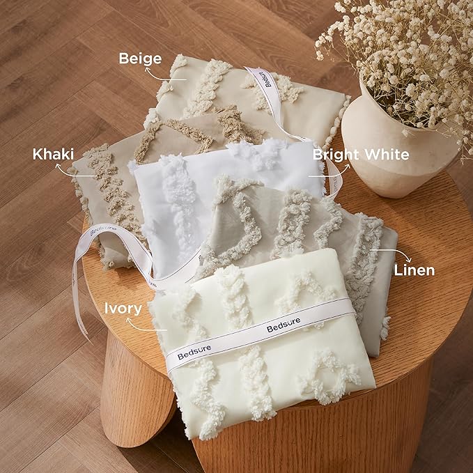 Bedsure Tufted Boho Comforter Set California King Size - Beige Boho Bed Set, GentleSoft™ 3 Pieces Farmhouse Shabby Chic Embroidery Bedding, Gifts for Woman, Soft Jacquard Comforter for All Seasons