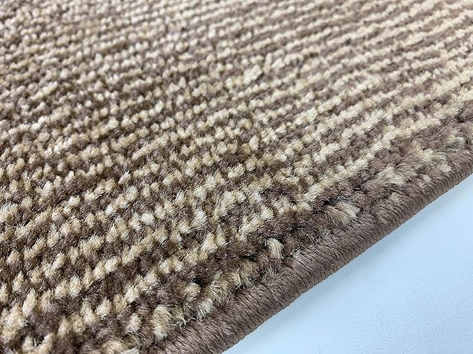 Custom Length Cut to Size Wide Width Carpet Runner Rug for Hallways, Slip Resistant Latex Rubber Backed, 31 inch Wide X Customized Length, Stripe Brown, 31 inch X 19 feet