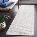 SAFAVIEH Abstract Collection Runner Rug - 2'3" x 8', Grey & Ivory, Handmade Wool, Ideal for High Traffic Areas in Living Room, Bedroom (ABT468J)