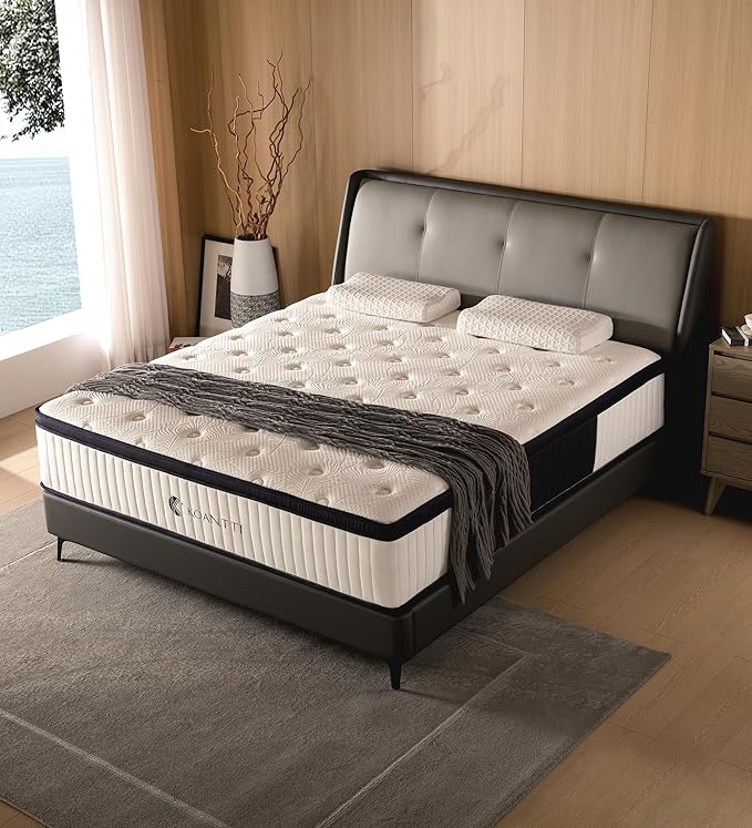 Queen Mattress,12 Inch Queen Size Mattresses Memory Foam Hybrid White Mattress in a Box,with Provide Support and Improve Sleep Mattresses,Medium Firm,CertiPUR-US.