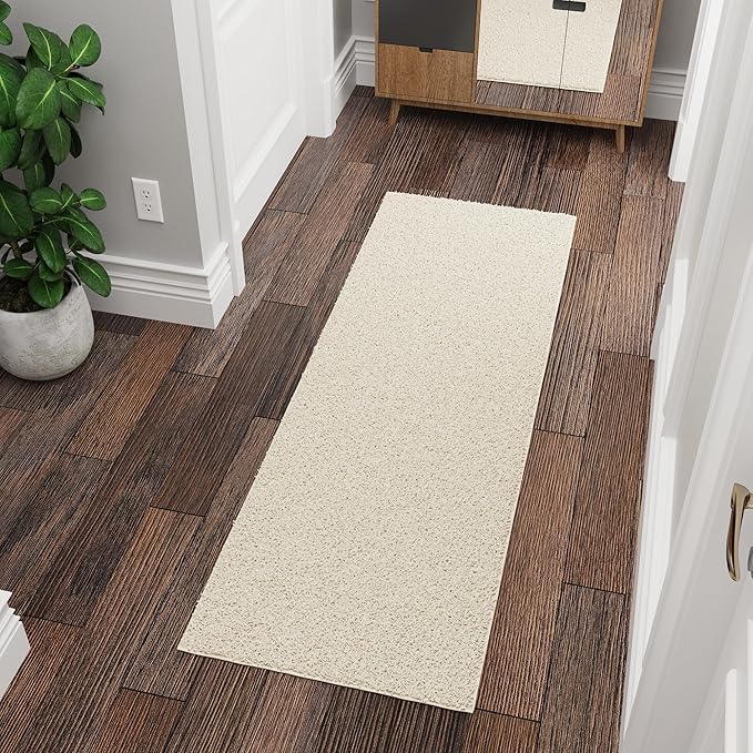 Ottomanson 3' x 6' Shaggy Runner Rug - Plush & Cozy Non-Slip Carpet for Bedroom, Living Room, Bathroom & Entryway - Durable & High-Traffic Friendly for Hallways & Dorms, Cream