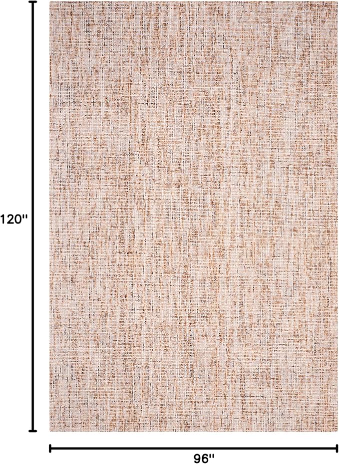 SAFAVIEH Abstract Collection Area Rug - 8' x 10', Beige & Rust, Handmade Wool, Ideal for High Traffic Areas in Living Room, Bedroom (ABT468A)
