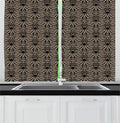 Lunarable Vintage Kitchen Curtains, Art Deco Inspired Pattern with Leafy Details Classic Antique Layout, Window Drapes 2 Panel Set for Kitchen Cafe Decor, 55" X 39", Charcoal Grey and Ecru