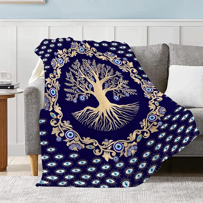 Evil Eyes Throw Blanket|Evil Eye Decor for Boys Girls|Plush Cozy Warm Tree Of Life Blanket Couch Sofa Bed|Magic Evil Eye Pattern,50''x60'' Spiritual Evil Eye Teens