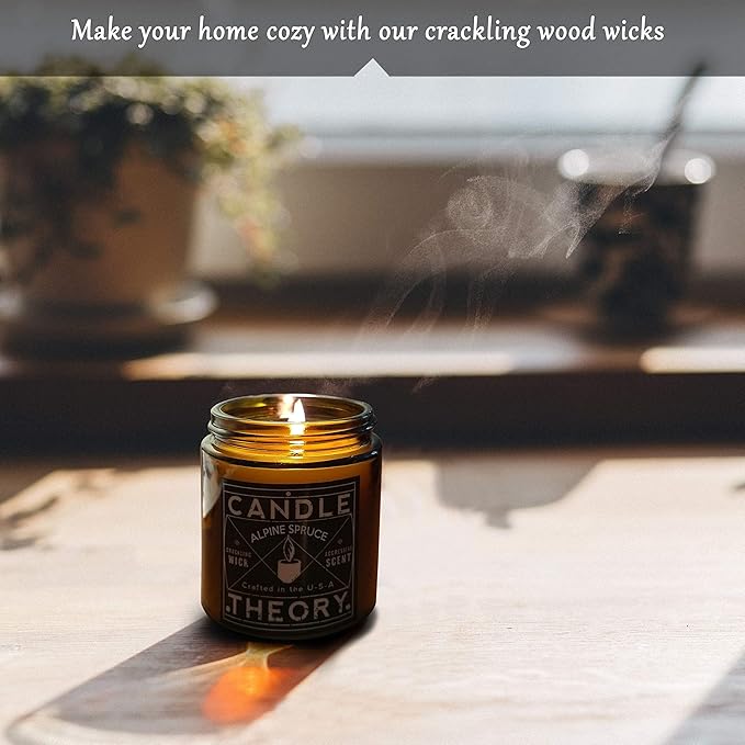 Scented Candle Gift Set with Crackling Wood Wicks 3, 4oz Candles, Misty Falls, Alpine Spruce, Spring Meadow - Designed for Both Men Women, Man Cave Decor Wood Wicks Candle Candles for Home