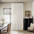 Pinch Pleated Linen 102 Inch Curtains 70 Inch Width for Living Room Divider Light Filtering Ivory Beige Extra Wide Patio Curtains Sliding Door Balcony Floor to Ceiling Window Natural 1 Panel 70x102