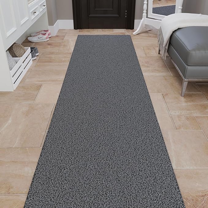 Ottomanson 3' x 10' Shaggy Runner Rug - Plush & Cozy Non-Slip Carpet for Bedroom, Living Room, Bathroom & Entryway - Durable & High-Traffic Friendly for Hallways & Dorms, Gray
