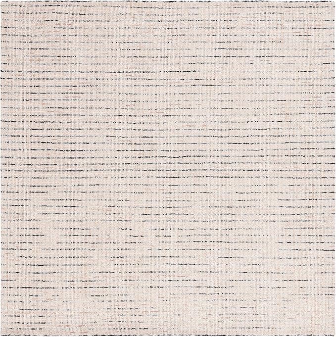 SAFAVIEH Abstract Collection Accent Rug - 4' Square, Ivory & Blue, Handmade Wool, Ideal for Living Room, Bedroom, Dining Room (ABT468M-4SQ)