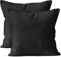 Encasa XO Throw Pillow Covers 18x18 in Set of 2 Jet Black | No Inserts | Cotton Pillow Covers for Living Room, Bed, Sofa, Couch | Decorative Cushion Covers with Improved Zippers