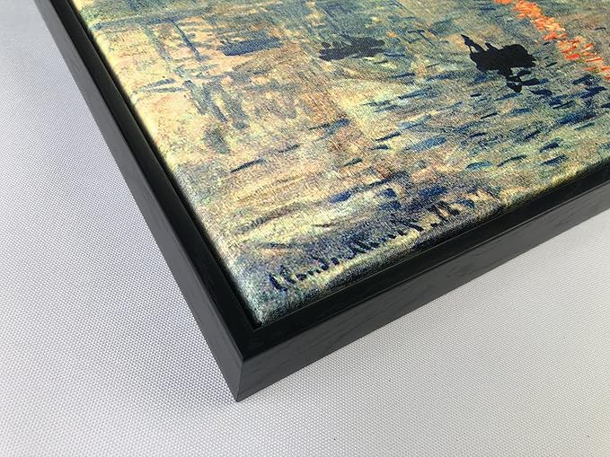 Wieco Art Impression Sunrise Modern Framed Canvas Wall Art Canvas Prints of Claude Monet Oil Paintings Reproduction Seascape Artwork Sea Pictures on Canvas for Home Decorations