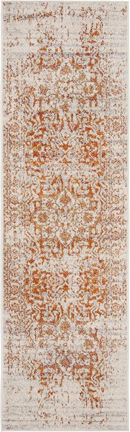 SAFAVIEH Madison Collection Runner Rug - 2'3" x 8', Orange & Ivory, Snowflake Medallion Distressed Design, Non-Shedding & Easy Care, Ideal for High Traffic Areas in Living Room, Bedroom (MAD603P)