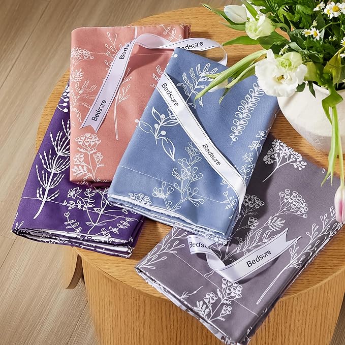 Bedsure Queen Comforter Set - Dark Purple Bed Set, 3 Pieces Cute Floral Bedding, 1 Soft Reversible Botanical Flowers Comforter and 2 Pillow Shams