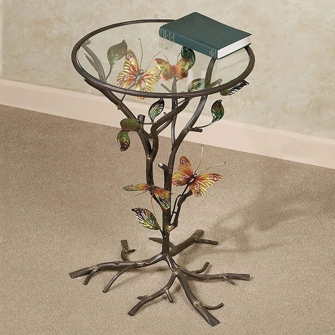 Touch of Class Flight of The Butterfly Round Accent Table - Bronze - Side Table Suitable for Living Room End Table, Bedside Tables or Nightstand, Entryway, Foyer, Office