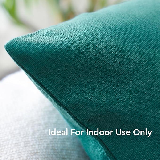 Encasa XO Throw Pillow Covers 18x18 in Set of 2 Emerald | No Inserts | Cotton Pillow Covers for Living Room, Bed, Sofa, Couch | Decorative Cushion Covers with Improved Zippers