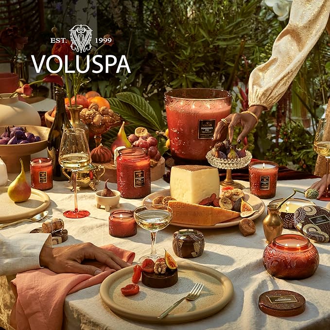 Voluspa Forbidden Fig, Mini Tin Candle, 4 oz, 25 Hour Burn Time, Coconut Wax for Clean Burning, Handcrafted in The USA