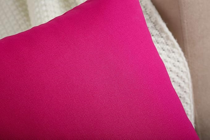 TangDepot Cotton Solid Throw Pillow Covers, 16" x 16" , Brilliant Rose, 1 Count (Pack of 1)