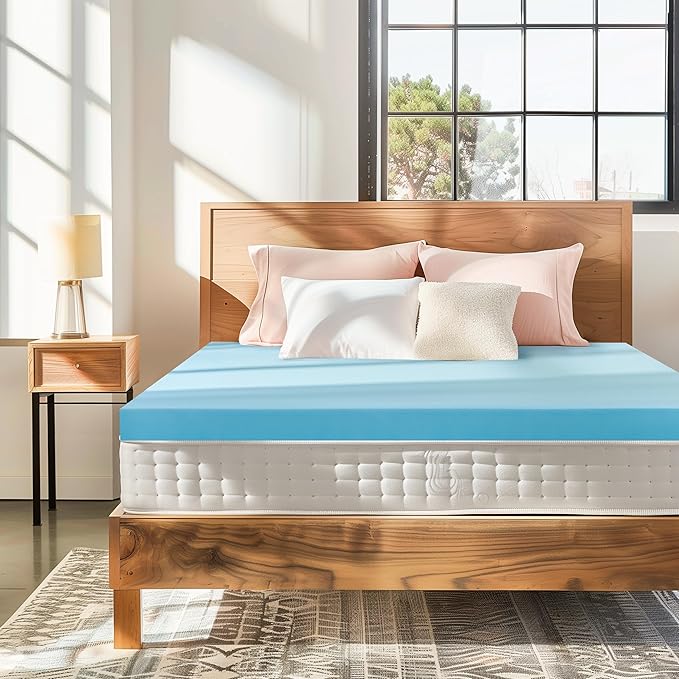 Subrtex Mattress Topper, Memory Foam Mattress Topper, Gel-Infused Memory Foam Topper for Side Stomach Sleepers, Breathable Bed Toppers (4 Inch, Full)