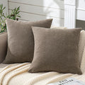 GAWAMAY Decorative Throw Pillow Covers 16x16 Inch Set of 2, Super Soft Chenille Square Pillows Farmhouse Fall Pillowcase for Living Room Bedroom Sofa Couch Cushion Cover Taupe Grey 40x40cm