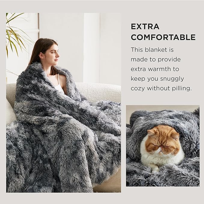 Bedsure GentleSoft Fluffy Fuzzy Faux Fur Throw Blanket for Couch, Soft Sherpa Fleece Cozy Gifts for Women, Christmas Plush Blanket Bed Room Decor for Men, Thick Warm Minky Gifts for Teen Girls Boys
