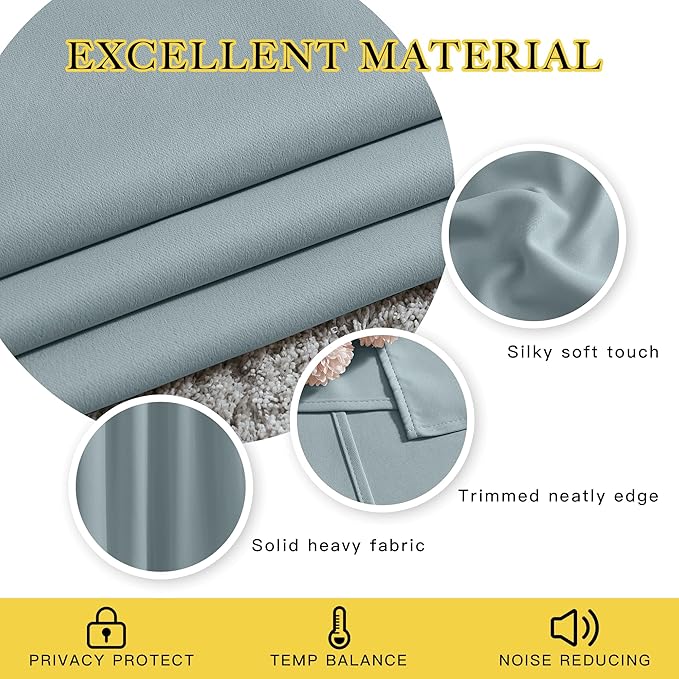 NICETOWN Living Room Curtains for Windows 84 inch Long - Stormy Sea Decorative Grommet Room Darkening Window Treatments for Bedroom/Porch, 2 Panels = 104" Wide