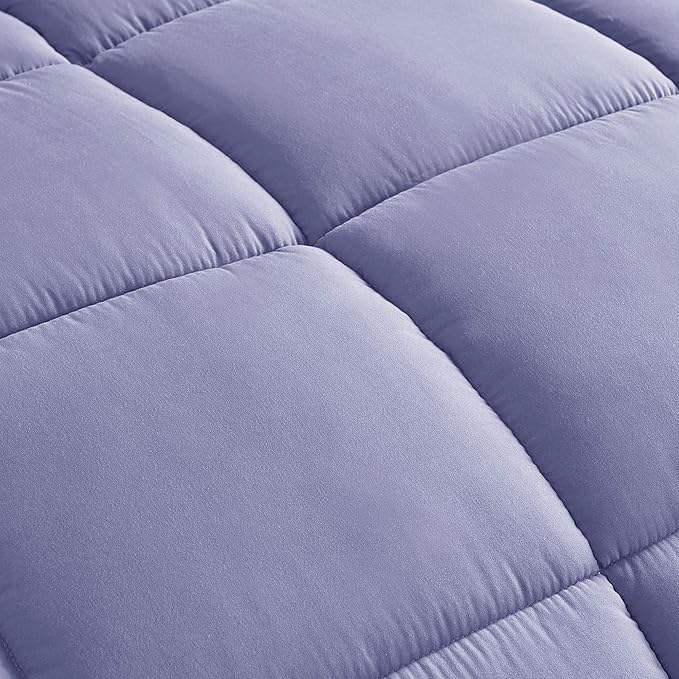 Chezmoi Collection 3-Piece All Season Oversized King Comforter Set Lavender, Soft Quilted Down Alernative Duvet Insert with Corner Tabs, Lightweight Microfiber Bedding, 110 x 96 Inches