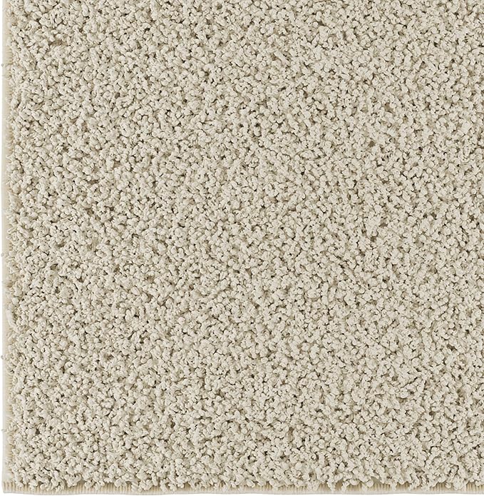 Ottomanson 3' x 16' Shaggy Runner Rug - Plush & Cozy Non-Slip Carpet for Bedroom, Living Room, Bathroom & Entryway - Durable & High-Traffic Friendly for Hallways & Dorms, Cream