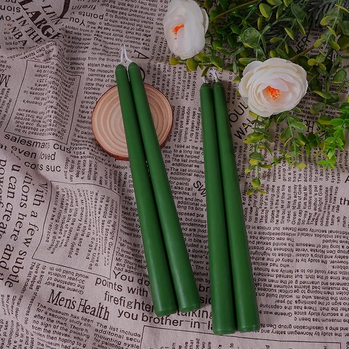 Viyffo Taper Candles 10 Inch – 12 Pack Noble Pine, Dripless, Unscented, Smokeless – 8 Hour Burn – Tall Candlesticks for Wedding, Dinner, Holiday, Party, Home Decor