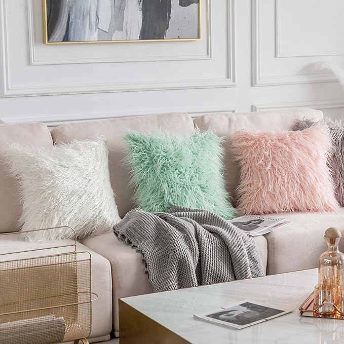 Home Brilliant Euro Sham 24 x 24 Throw Pillow Covers Large Fuzzy Throw Pillows for Couch Bed Set of 2, 24x24 Inches, 60x60cm, White