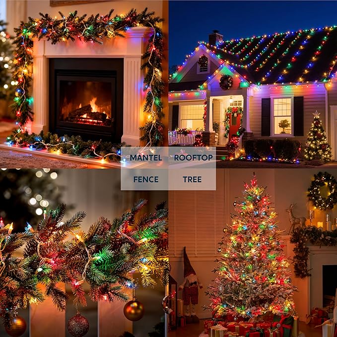 Joiedomi Christmas String Lights Indoor,100 Count Mini Multicolor Light with 21.4 FT White Wire,Lighting Decor for Patio Dorm Classroom Bedroom Holiday Wedding Party Garland Birthday Festival