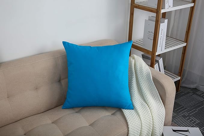 TangDepot Handmade Decorative Solid 100% Cotton Canvas Throw Pillow Covers /Pillow Shams, (18" x18" , Pacific Blue, 1 Count (Pack of 1))