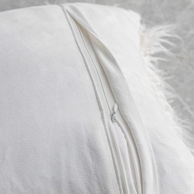 Home Brilliant Fur Pillow Covers 18x18 Decorative Throw Pillow Covers Fluffy Throw Pillows for Couch, Set of 2, 18 inch, White