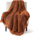 Bedsure GentleSoft Fuzzy Sherpa Faux Fur Twin Blanket Burnt Orange Cozy Gifts for Women Men, Soft Fleece Plush Warm Thick Blanket Twin Size for Bed, Room Dorm Essentials Orange Decor Gifts, 60x80