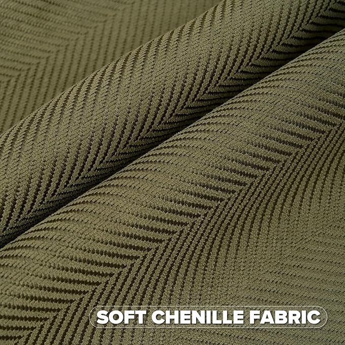 FUTEI Olive Green Chenille Throw Pillow Covers 16x16 Inch Set of 2,Soft Wide Chevron Textured Cushion Case,Farmhouse Home Decor for Couch Living Room