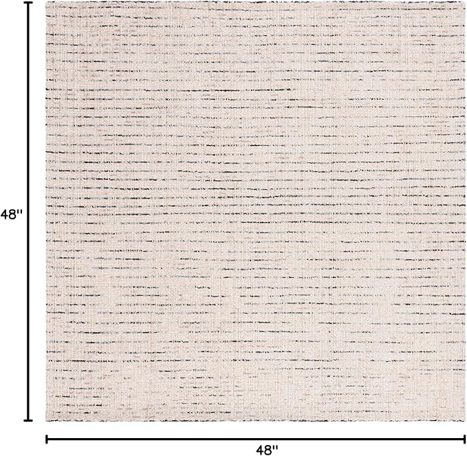 SAFAVIEH Abstract Collection Accent Rug - 4' Square, Ivory & Blue, Handmade Wool, Ideal for Living Room, Bedroom, Dining Room (ABT468M-4SQ)