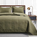 Love's cabin King Size Quilt Bedding Set Green Bedspreads - Bed Summer Lightweight Bedspread Comforter - Coin Pattern Bedding Coverlet for All Season - 3 Pieces (1 Quilt, 2 Pillow Shams)