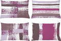 Ambesonne Grunge Throw Pillow CushiCase Pack 4, Abstract Design Simplistic Minimal Stripes Brushstrokes Contemporary, Modern Accent Double-Sided Digital Printing, 20" x 12", Grey Pink and Dark Mauve