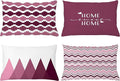 Ambesonne Modern Throw Pillow Cushion Case Pack of 4, Geometric Style Pattern of Triangles Zigzags Love Home Phrase Print, Modern Accent Double-Sided Printing, 20" x 12", Dried Rose and Pale Pink