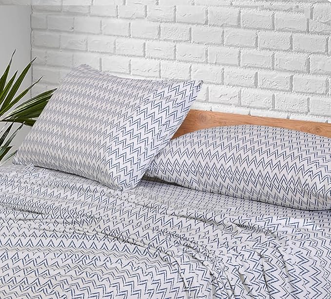 RUVANTI 100% Cotton Twin XL Sheet Sets, 3 Pieces, Soft & Breathable Percale Weave Bedding, Deep Pocket 16", Hotel Standard, Crisp Cool Feel, Durable, Perfect Size Floral Sheets, Chevron